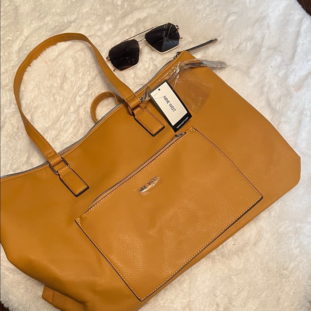 Nine West Ochre Leather Tote NWT